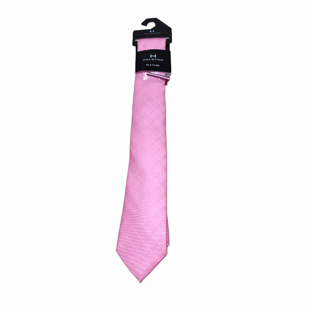 H BY HALSTON TIE & TIE BAR MENS PINK POLYESTER NECK TIE NEW